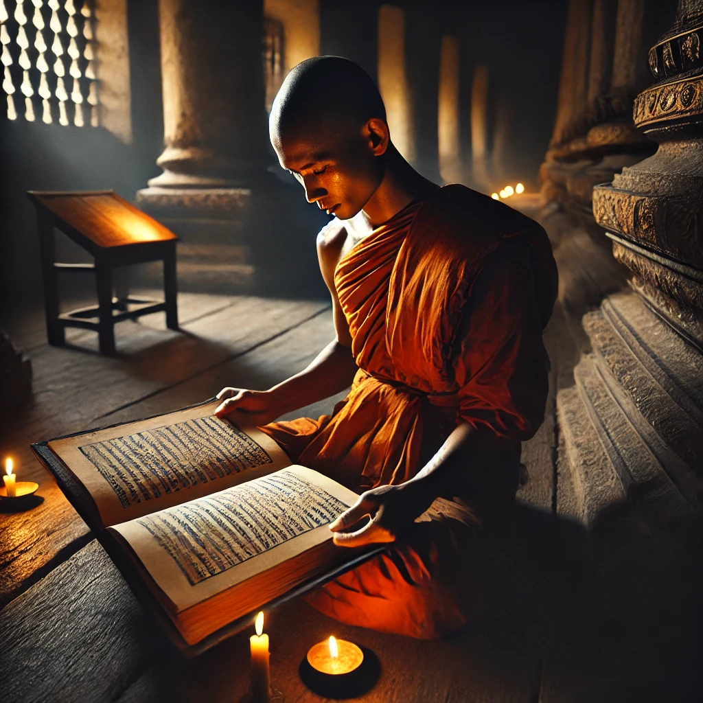 buddhist Bhante Reading Dhammapada